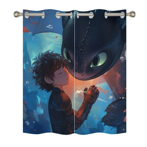 How to Train Y×our Dra×gon Curtains 63 Inch Length, Thermal Insulation Blackout Curtains Privacy Curtains for Bedroom/Living Room 2PC