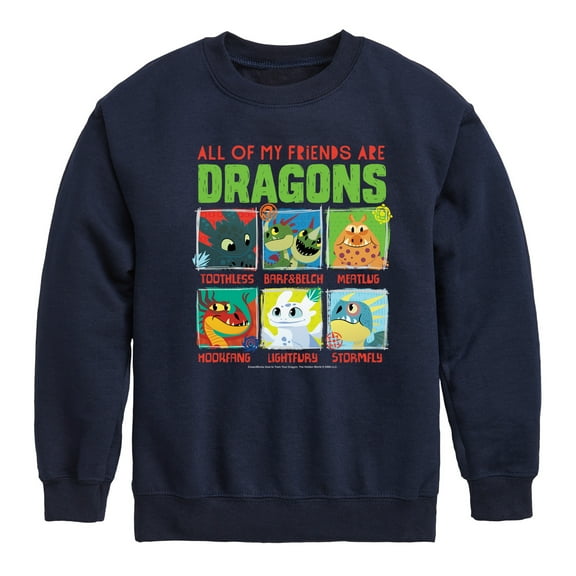 How to Train Your Dragon - All My Friends Are Dragons - Toddler And Youth Crewneck Fleece Sweatshirt