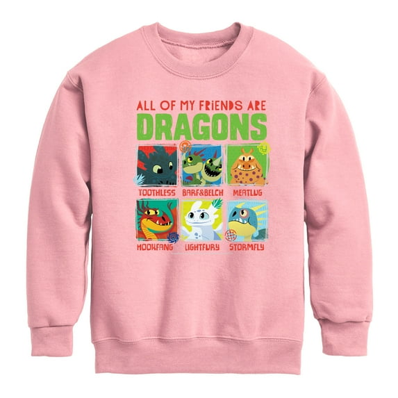 How to Train Your Dragon - All My Friends Are Dragons - Toddler And Youth Crewneck Fleece Sweatshirt