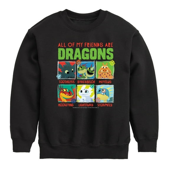 How to Train Your Dragon - All My Friends Are Dragons - Toddler And Youth Crewneck Fleece Sweatshirt