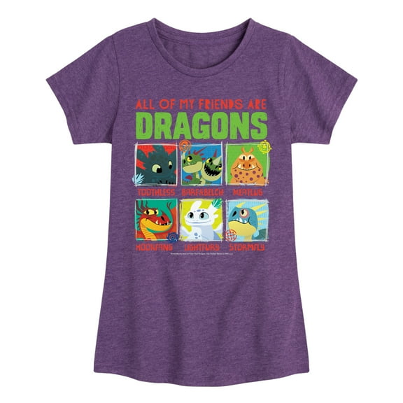 How to Train Your Dragon - All My Friends Are Dragons - Toddler And Youth Girls Short Sleeve Graphic T-Shirt