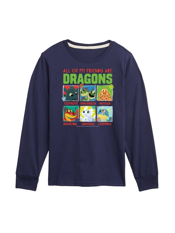 - All My Friends Are Dragons Boys' Long Sleeve Graphic T-Shirt