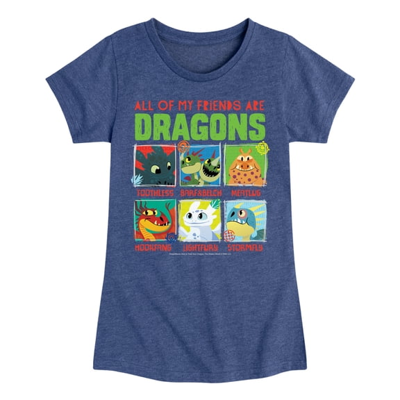 How to Train Your Dragon - All My Friends Are Dragons - Toddler & Youth Girls Short Sleeve Graphic T-Shirt