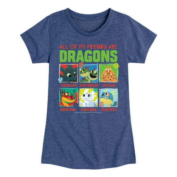 How to Train Your Dragon - All My Friends Are Dragons - Toddler & Youth Girls Short Sleeve Graphic T-Shirt