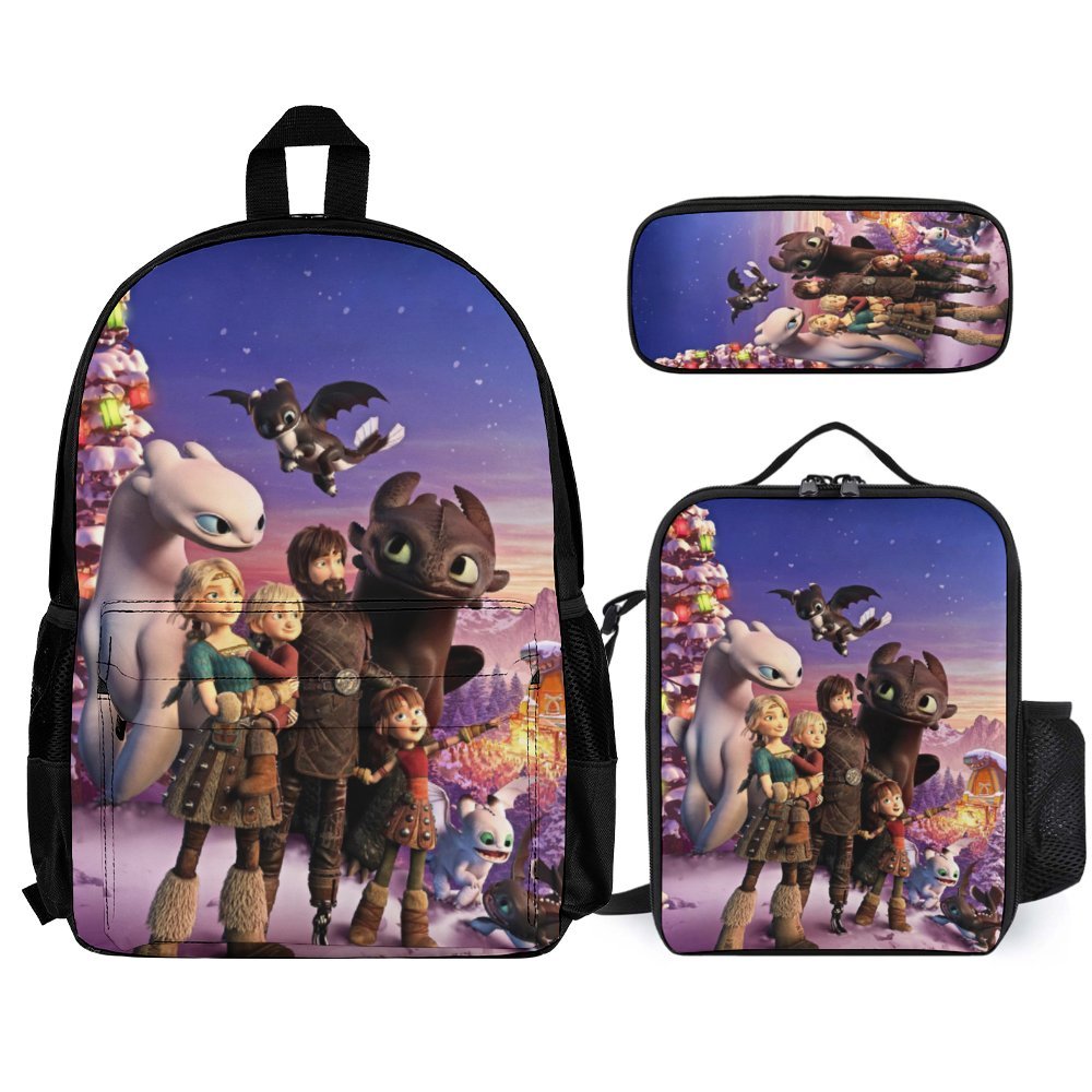 How to Train Your Dragon Backpacks 3 Piece Set Kids Bookbag School Bag