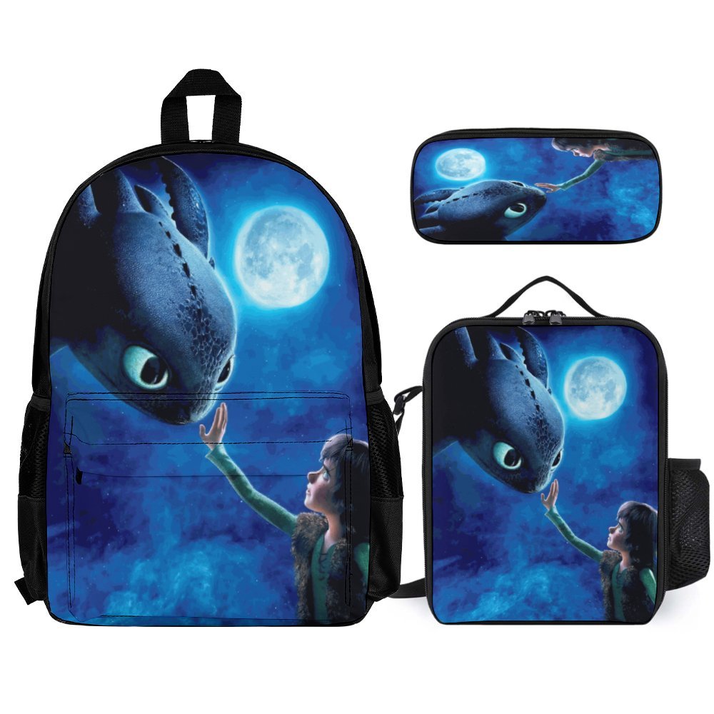 How to Train Your Dragon Backpacks 3 Piece Set Kids Bookbag School Bag