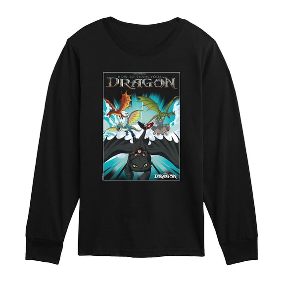 How to Train Your Dragon - Dragon Poster - Youth Long Sleeve Graphic T-Shirt