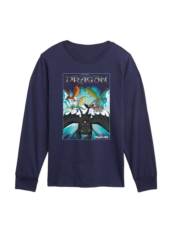 - Dragon Poster Boys' Long Sleeve Graphic T-Shirt