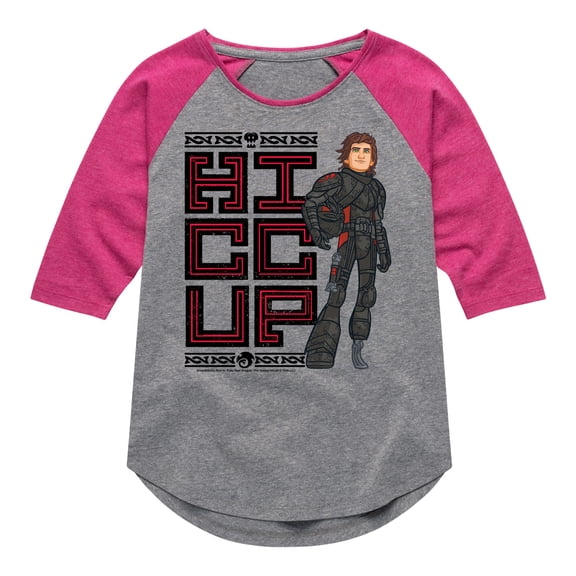 How to Train Your Dragon - Hiccup Stacked - Toddler And Youth Girls Raglan Graphic T-Shirt
