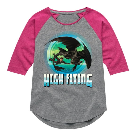 How to Train Your Dragon - High Flying - Toddler And Youth Girls Raglan Graphic T-Shirt