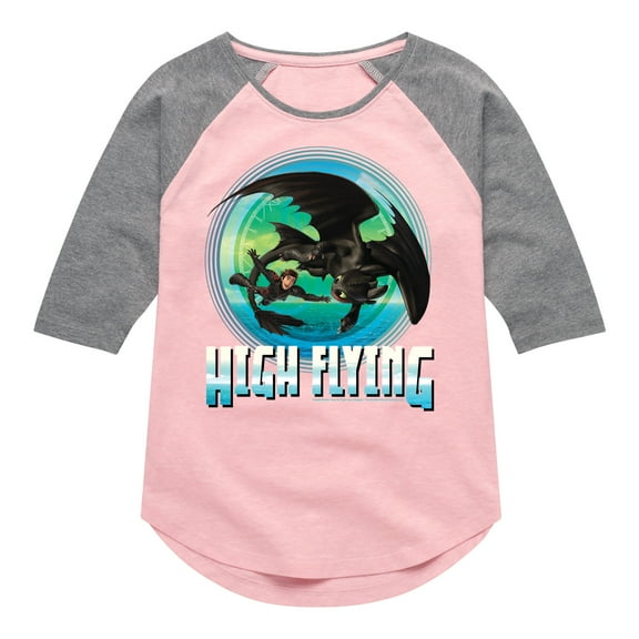 How to Train Your Dragon - High Flying - Toddler And Youth Girls Raglan Graphic T-Shirt