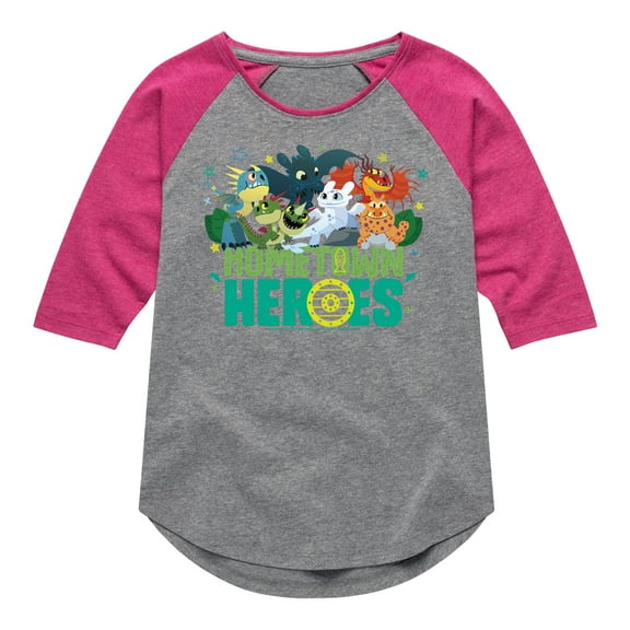How to Train Your Dragon - Hometown Heros - Toddler And Youth Girls Raglan Graphic T-Shirt