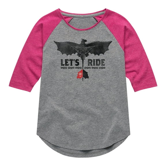 How to Train Your Dragon - Lets Ride - Toddler & Youth Girls Raglan Graphic T-Shirt