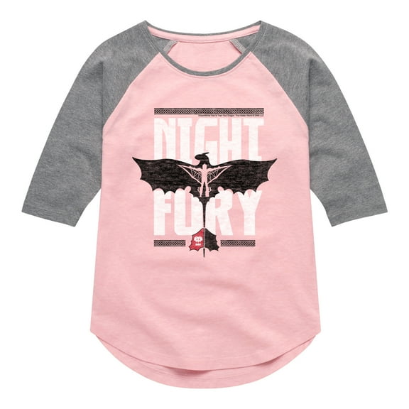 How to Train Your Dragon - Night Fury Flight - Toddler & Youth Girls Raglan Graphic T-Shirt