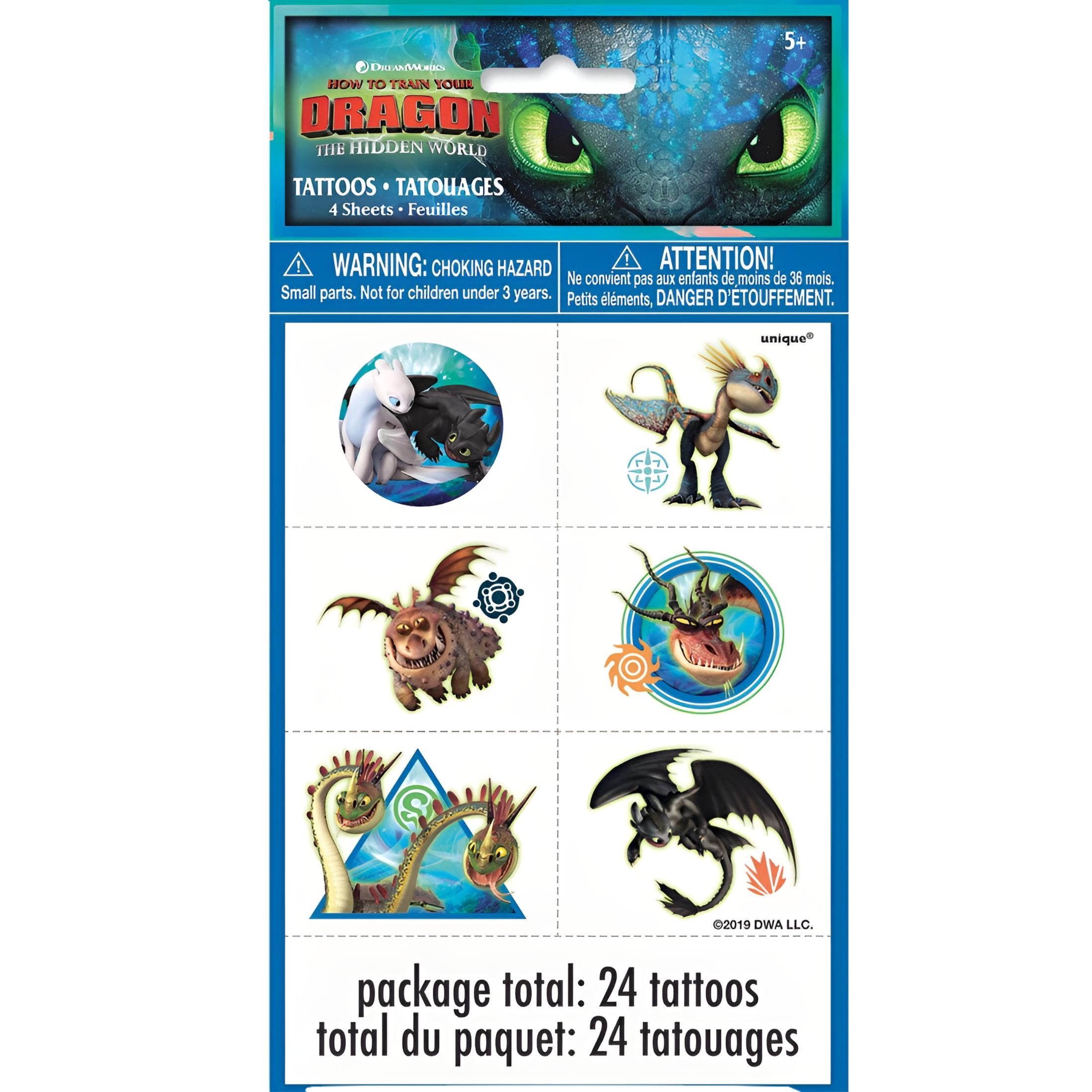 How to Train Your Dragon: The Hidden World Temporary Tattoo Sheets [4 Pack]  - Walmart.com, image size:2200x2200