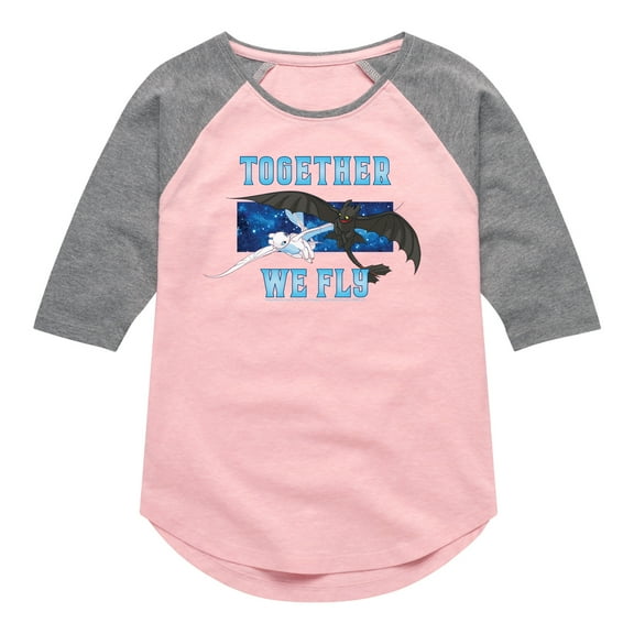 How to Train Your Dragon - Together We Fly - Toddler And Youth Girls Raglan Graphic T-Shirt