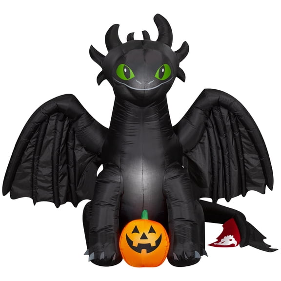 How to Train Your Dragon Toothless Airblown Inflatable with Pumpkin, 6 ft Tall