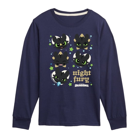 How to Train Your Dragon - Toothless Face  - Youth Boys Long Sleeve Graphic T-Shirt