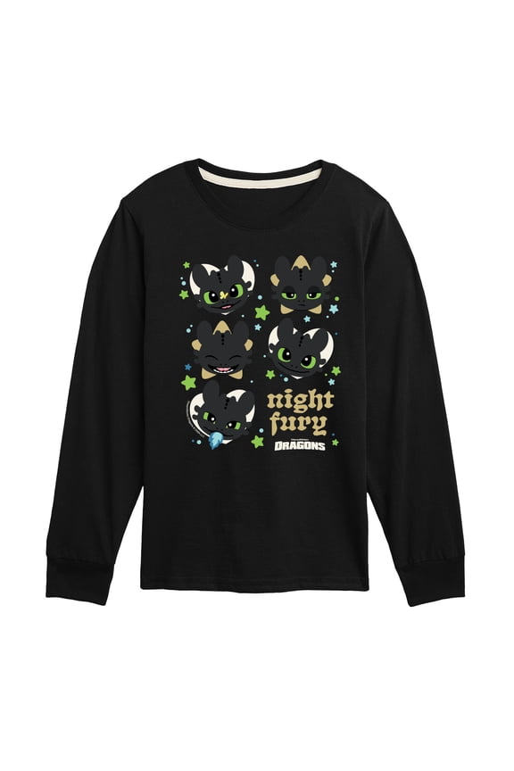- Toothless Face  - Youth Boys Long Sleeve Graphic T-Shirt