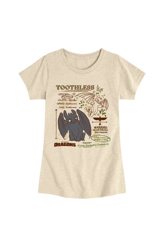 - Toothless Field Guide - Youth Girls Fitted Short Sleeve T-Shirt