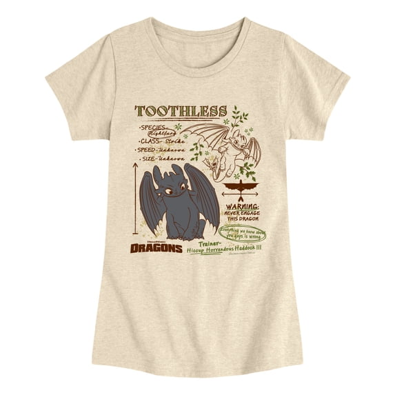 How to Train Your Dragon - Toothless Field Guide Girls' Fitted Short Sleeve Graphic T-Shirt