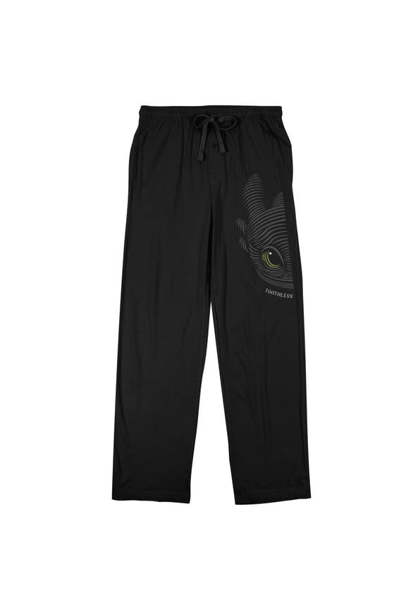 How to Train Your Dragon Toothless Line Art Men's Black Sleep Pants-Large