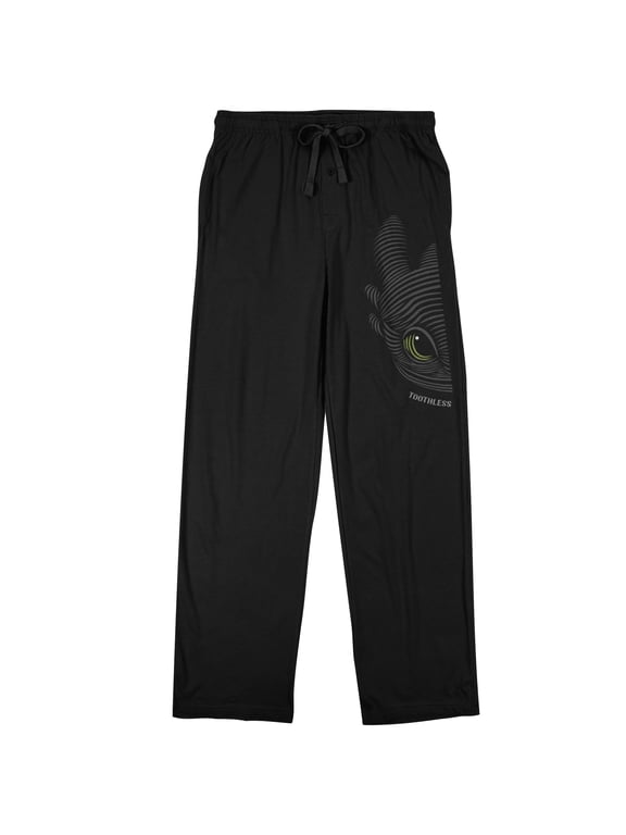 How to Train Your Dragon Toothless Line Art Men's Black Sleep Pants-Small