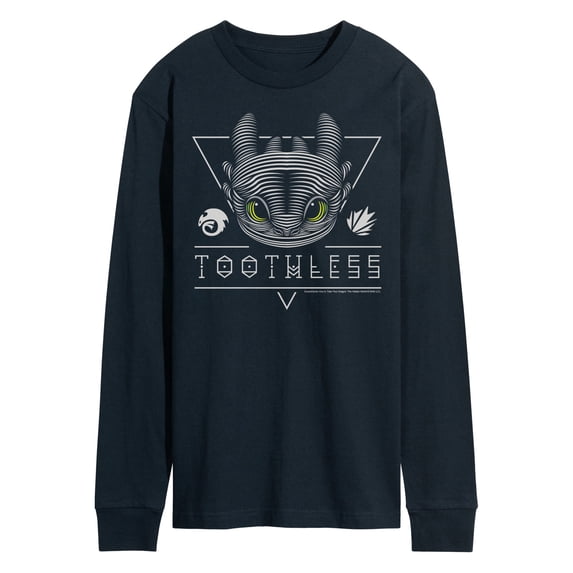 Toothness Dragon How to Train Your Dragon - Toothless Line Art Men's Long Sleeve Graphic ...