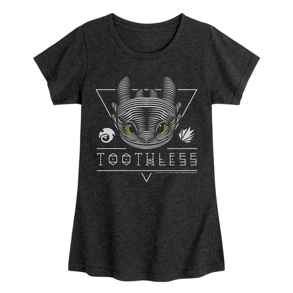 How to Train Your Dragon - Toothless Line Art - Toddler & Youth Girls Short Sleeve Graphic T-Shirt