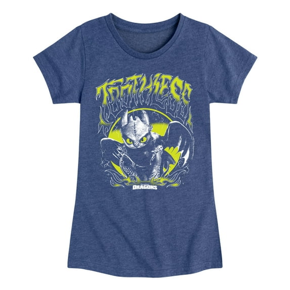 How to Train Your Dragon - Toothless Metal - Youth Girls Fitted Short Sleeve T-Shirt