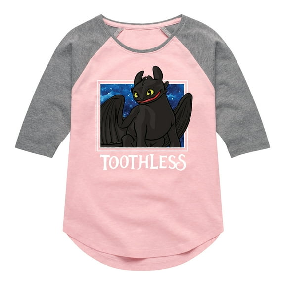 How to Train Your Dragon - Toothless Stars - Toddler And Youth Girls Raglan Graphic T-Shirt