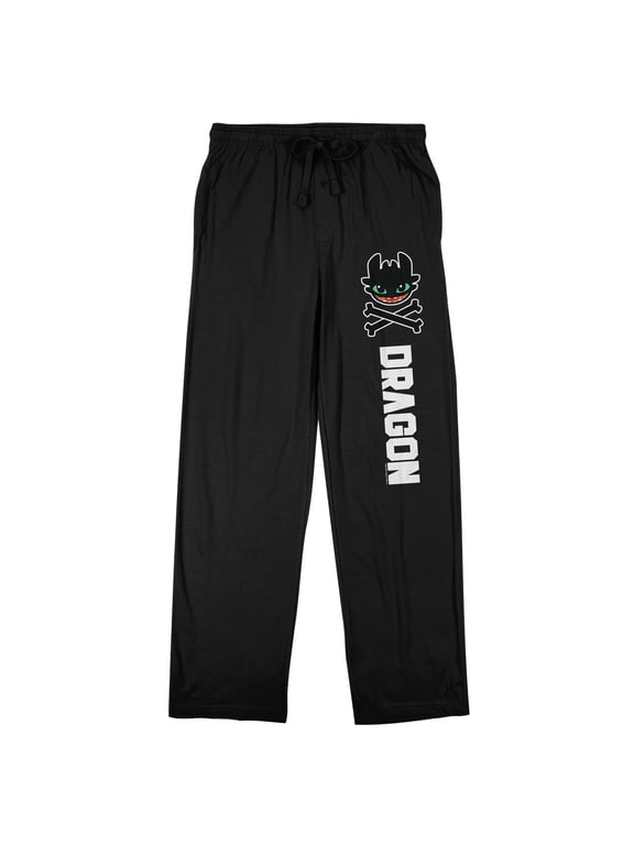 How to Train Your Dragon Toothless and Crossbones Men's Black Sleep Pants-M