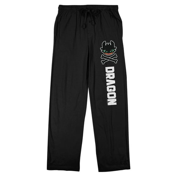 How to Train Your Dragon Toothless and Crossbones Men's Black Sleep Pants-XL
