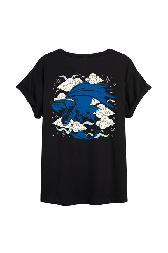 - Toothless in the Clouds - Juniors Oversized Graphic T-Shirt