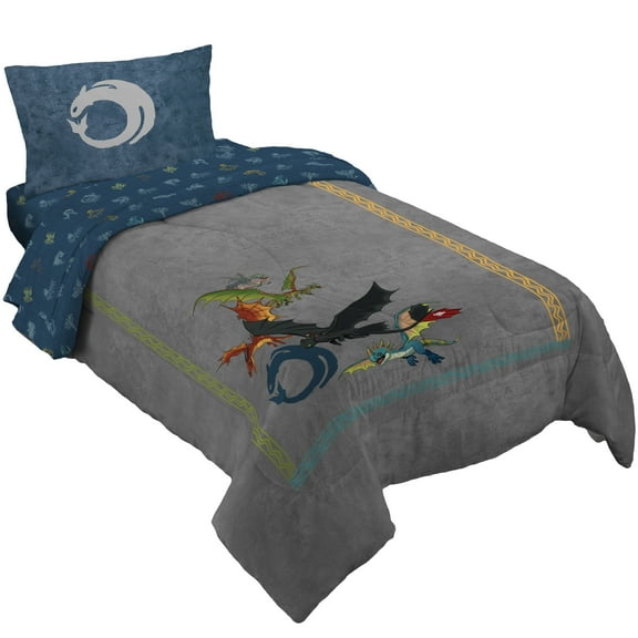How to Train Your Dragon Kids Full Bed in a Bag, 5-Piece Bedding Set, Comforter and Sheets