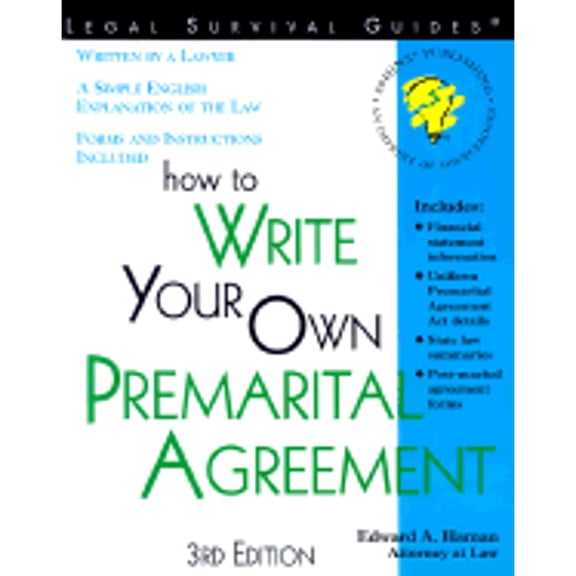 Pre-Owned How to Write Your Own Premarital Agreement: With Forms (Legal Survival Guides) (Paperback) 1572481560 9781572481565
