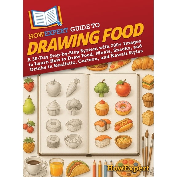 HowExpert Guide to Drawing Food: A 30-Day Step-by-Step System with 200+ Images to Learn How to Draw Food, Meals, Snacks,, (Hardcover)