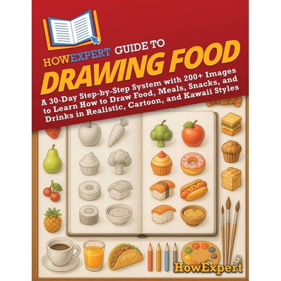 HowExpert Guide to Drawing Food: A 30-Day Step-by-Step System with 200+ Images to Learn How to Draw Food, Meals, Snacks,, (Paperback)