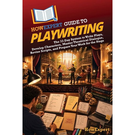 HowExpert Guide to Playwriting: The 33-Day System to Write Plays, Develop Characters, Master Theatrical Dialogue, Revise, (Paperback)