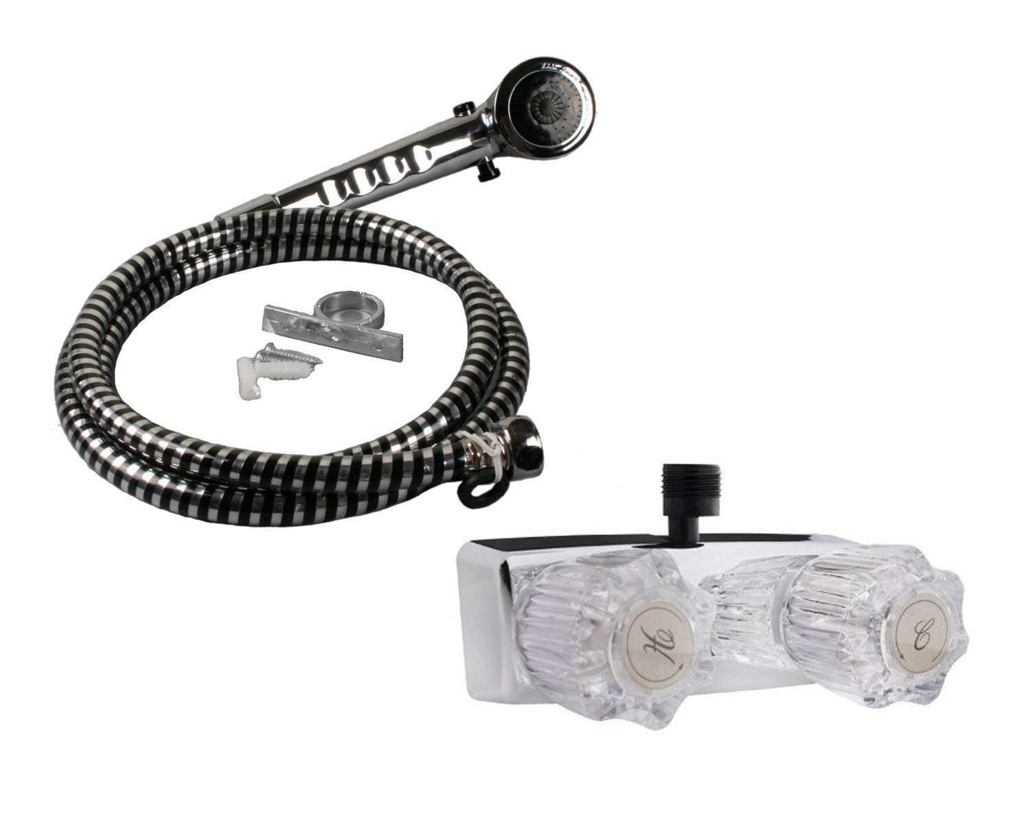 HowPlumb RV Mobile Motor Home Travel Trailer Clear Handles Shower