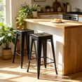 thumbnail interactive-video image 1 of Howard 30inch Metal Stackable Bar Height Stool, Set of 4, Black Color, 1 of 9
