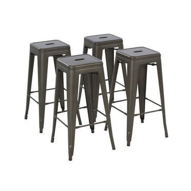Howard 30inch Metal Stool, Set of 4, Gunmetal Color, Backless Style for Indoor