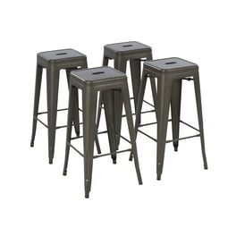Drevy 18 Inch Stools Set of 4 Industrial Metal Dining Chair with Wooden Seat Short Kitchen Bar Stools Stackable Kids Stools for School Classroom Walmart