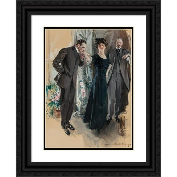 Howard Chandler Christy 18x24 Black Ornate Framed Double Matted Museum Art Print Titled: The Suitors (1910)