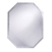 Frameless Hanging Wall Mirror, Octagonal 22 x 28 Inch, Silver