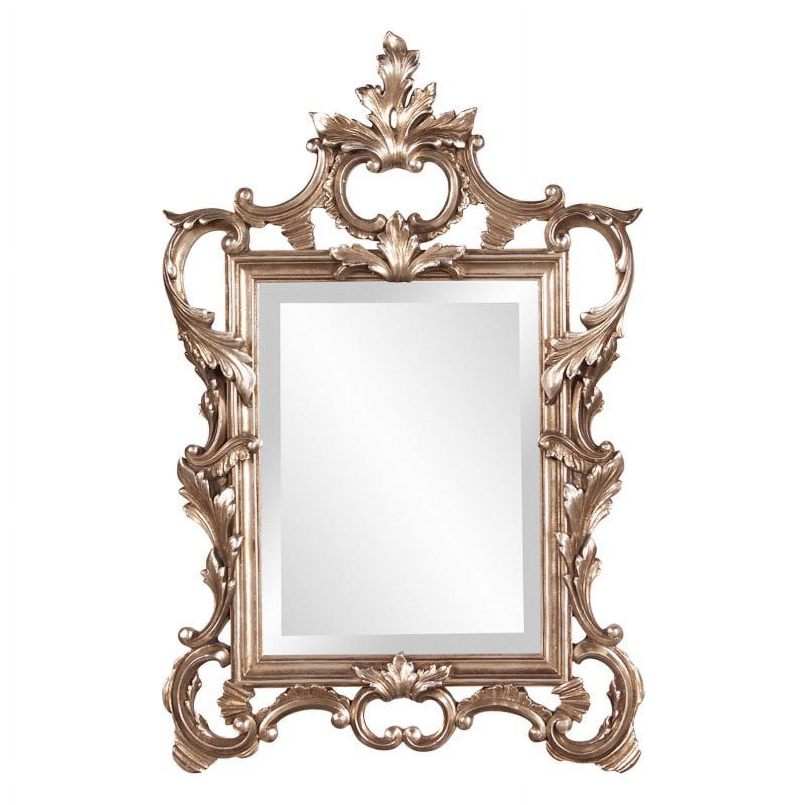 Antique Silver Ornate Baroque Rectangular Wall Mirror