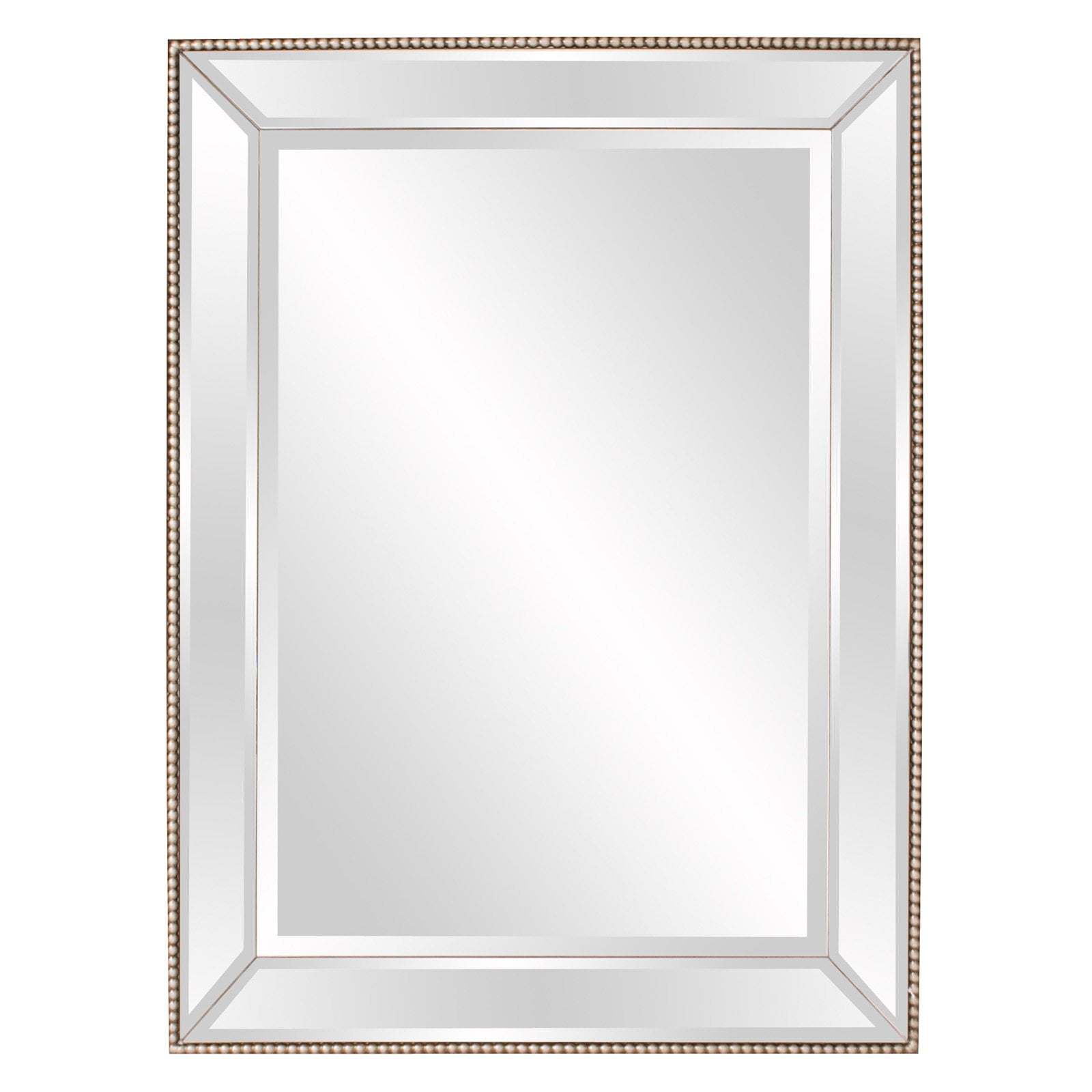 Elegant Roberto Rectangular Bronze & Silver Beaded Wall Mirror