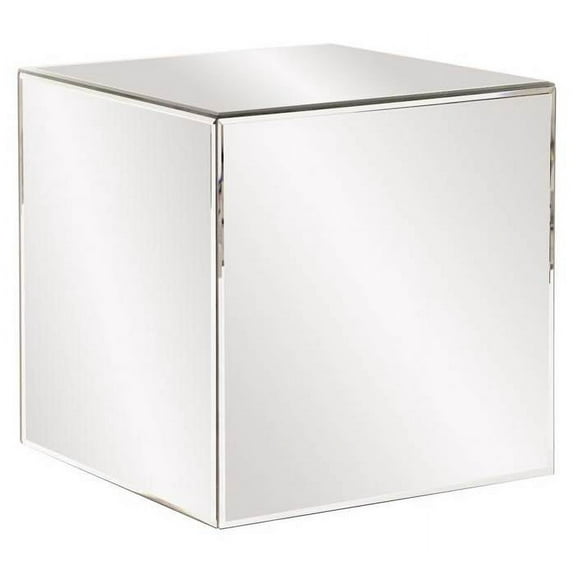 Howard Elliott Small Bevel Glass Cube Table in Clear Mirrored