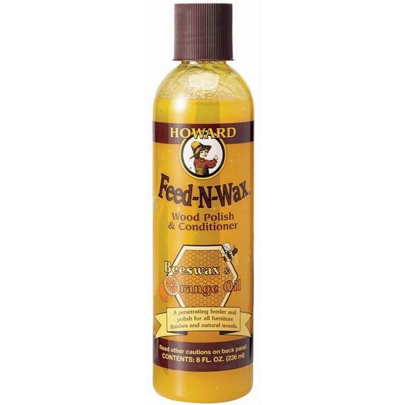 Howard Feed-N-Wax Carnauba Wax Beeswax and Orange Oil Wood Polish & Conditioner, 8 oz
