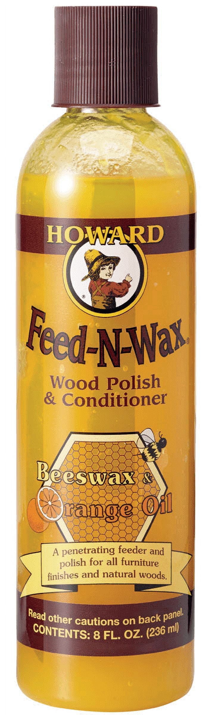 Howard Feed-N-Wax Carnauba Wax Beeswax and Orange Oil Wood Polish & Conditioner, 8 oz
